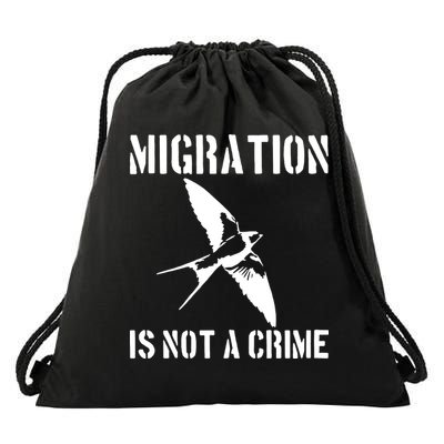 Migration Is Not A Crime Drawstring Bag
