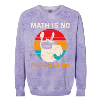 Math Is No Probllama Funny Science Retro Llama Colorblast Crewneck Sweatshirt