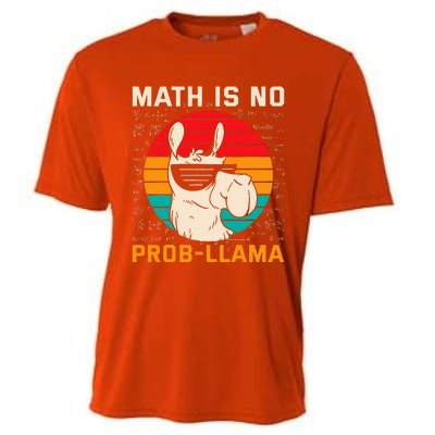 Math Is No Probllama Funny Science Retro Llama Cooling Performance Crew T-Shirt