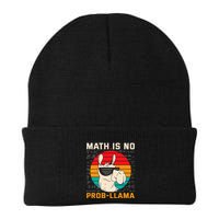 Math Is No Probllama Funny Science Retro Llama Knit Cap Winter Beanie