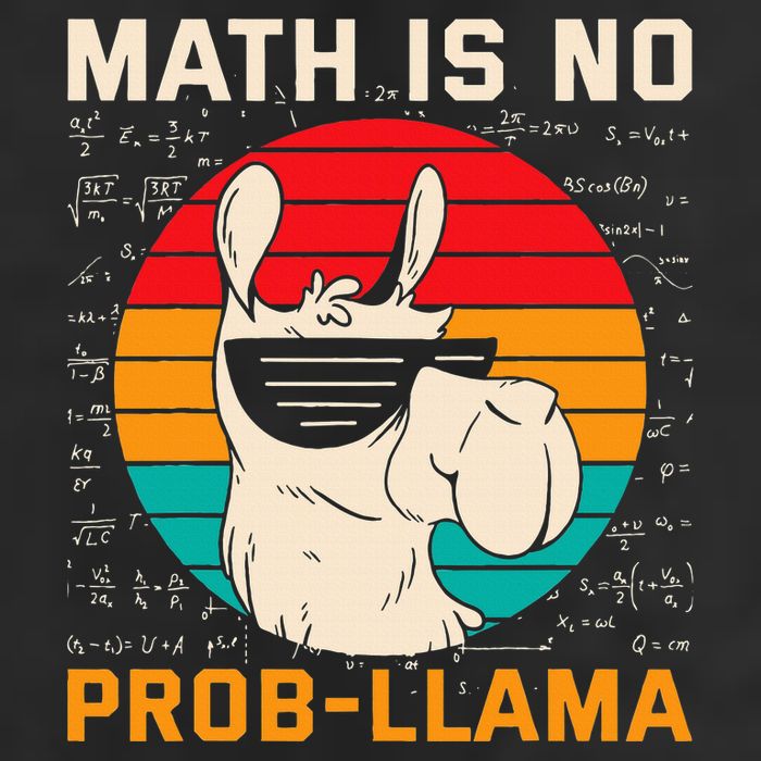Math Is No Probllama Funny Science Retro Llama Knit Cap Winter Beanie