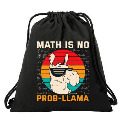 Math Is No Probllama Funny Science Retro Llama Drawstring Bag