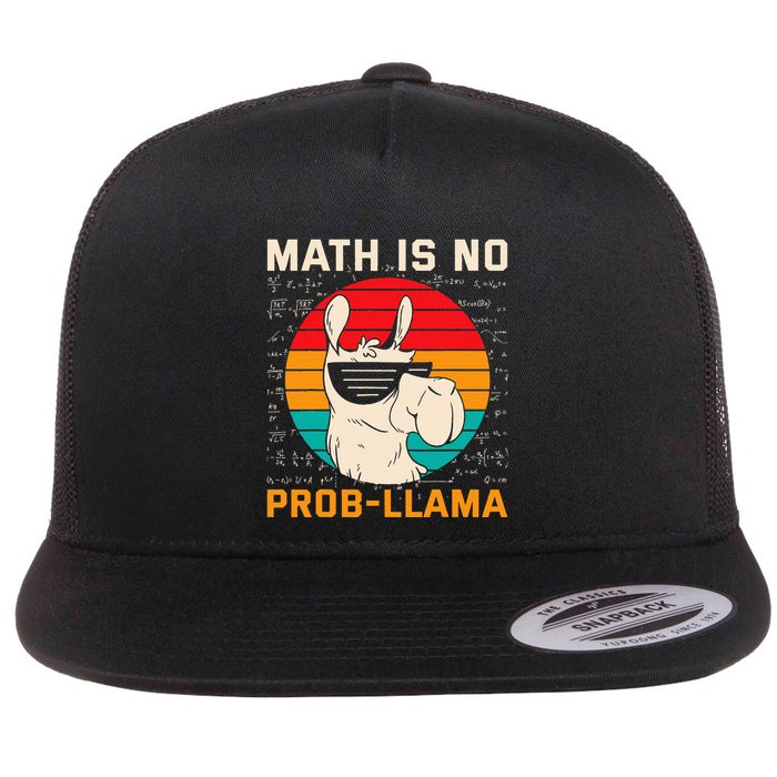 Math Is No Probllama Funny Science Retro Llama Flat Bill Trucker Hat