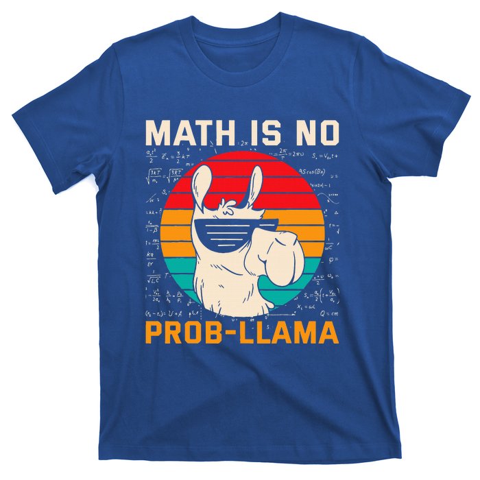 Math Is No Probllama Funny Science Retro Llama T-Shirt