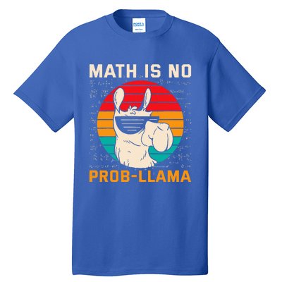 Math Is No Probllama Funny Science Retro Llama Tall T-Shirt