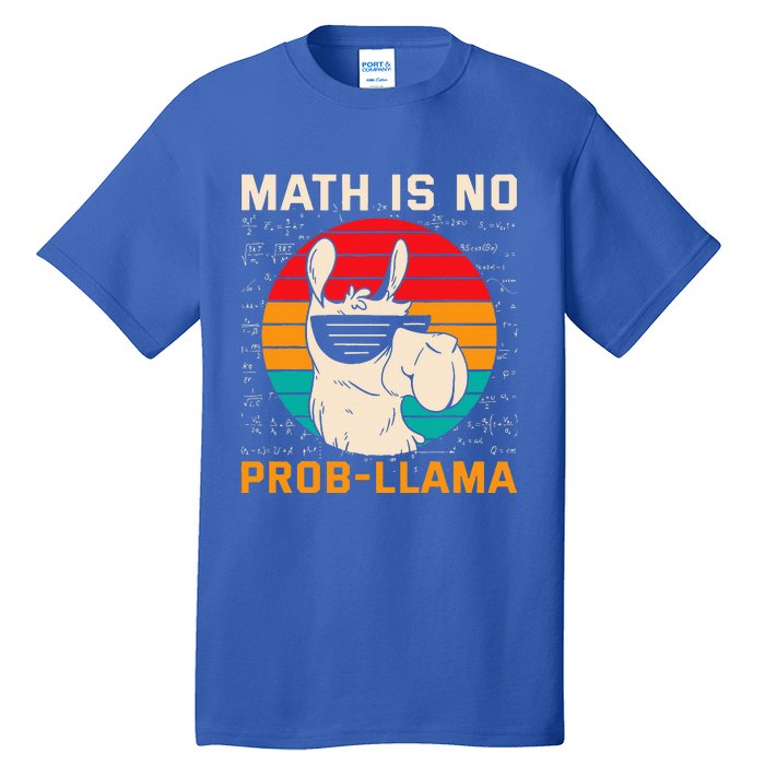 Math Is No Probllama Funny Science Retro Llama Tall T-Shirt