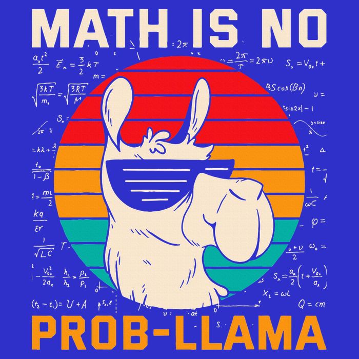 Math Is No Probllama Funny Science Retro Llama Button