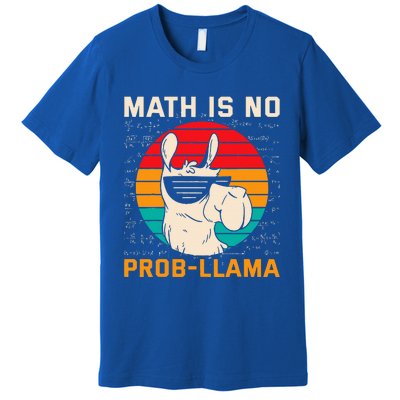 Math Is No Probllama Funny Science Retro Llama Premium T-Shirt