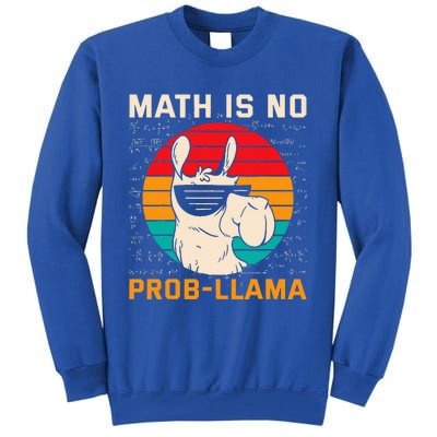 Math Is No Probllama Funny Science Retro Llama Tall Sweatshirt