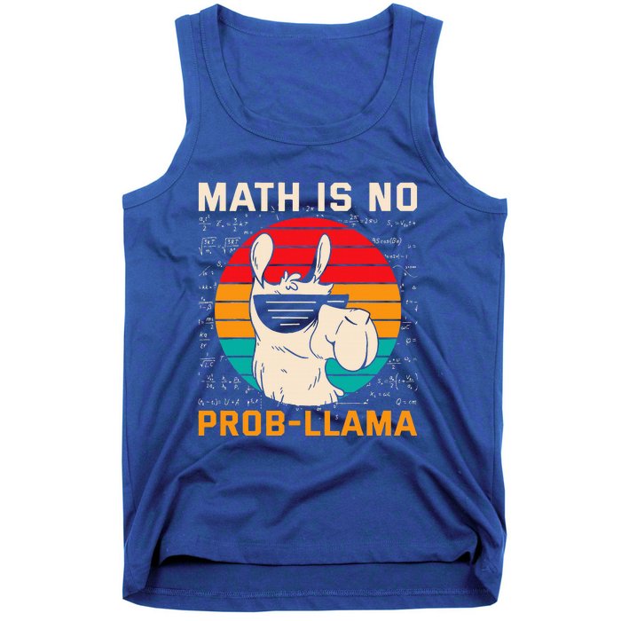 Math Is No Probllama Funny Science Retro Llama Tank Top