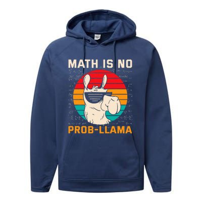 Math Is No Probllama Funny Science Retro Llama Performance Fleece Hoodie