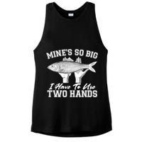Mine's So Big I Have To Use Two Hands Fishing Ladies PosiCharge Tri-Blend Wicking Tank