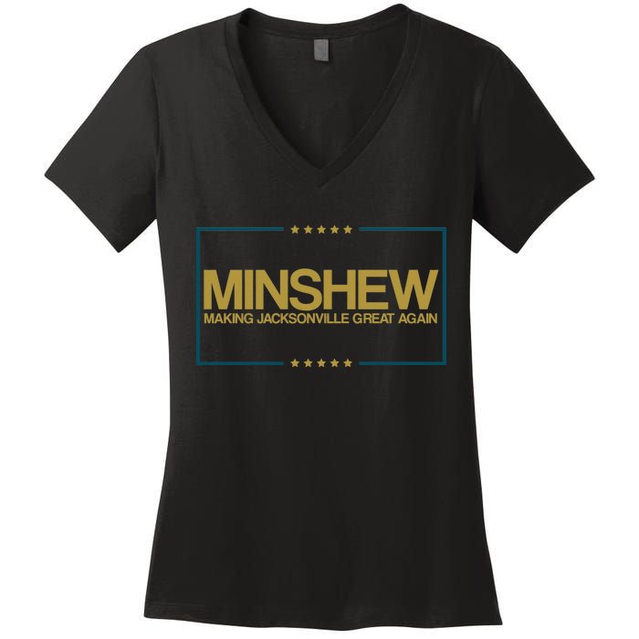 Minshew Making Jacksonville Great Again Women's V-Neck T-Shirt