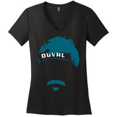 Minshew Mustache Mania Duval Women's V-Neck T-Shirt