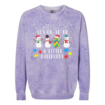 Motivational It's Ok To Be Different Autism Awareness, Christmas Autism Puzzles Colorblast Crewneck Sweatshirt