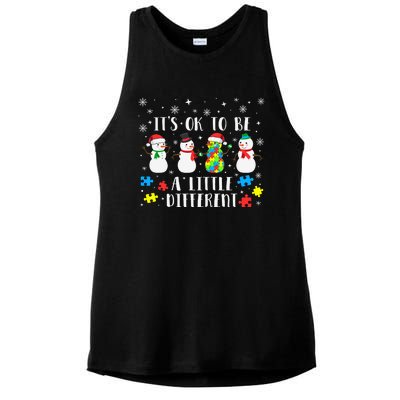 Motivational It's Ok To Be Different Autism Awareness, Christmas Autism Puzzles Ladies PosiCharge Tri-Blend Wicking Tank