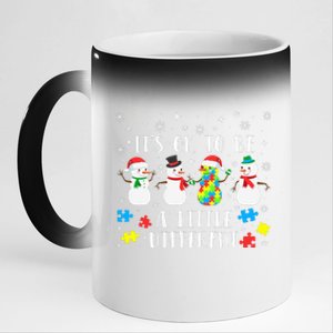 Motivational It's Ok To Be Different Autism Awareness, Christmas Autism Puzzles 11oz Black Color Changing Mug