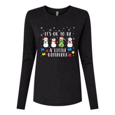 Motivational It's Ok To Be Different Autism Awareness, Christmas Autism Puzzles Womens Cotton Relaxed Long Sleeve T-Shirt