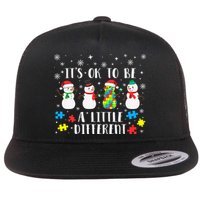 Motivational It's Ok To Be Different Autism Awareness, Christmas Autism Puzzles Flatbill Hat