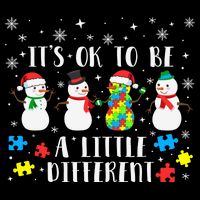 Motivational It's Ok To Be Different Autism Awareness, Christmas Autism Puzzles Flatbill Hat