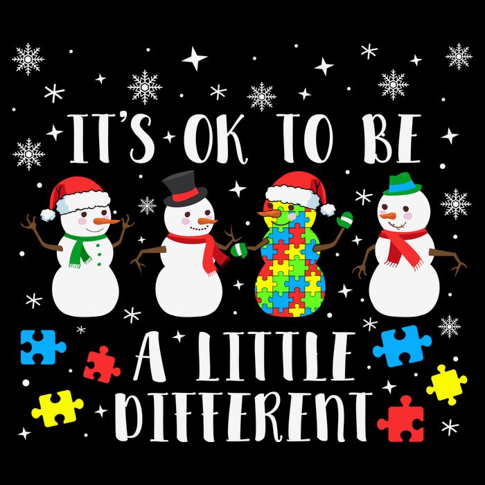 Motivational It's Ok To Be Different Autism Awareness, Christmas Autism Puzzles Flatbill Hat