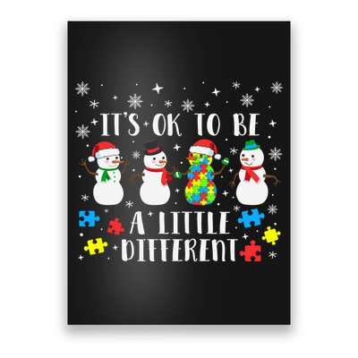 Motivational It's Ok To Be Different Autism Awareness, Christmas Autism Puzzles Poster