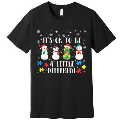 Motivational It's Ok To Be Different Autism Awareness, Christmas Autism Puzzles Premium T-Shirt