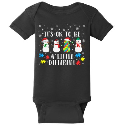 Motivational It's Ok To Be Different Autism Awareness, Christmas Autism Puzzles Baby Bodysuit