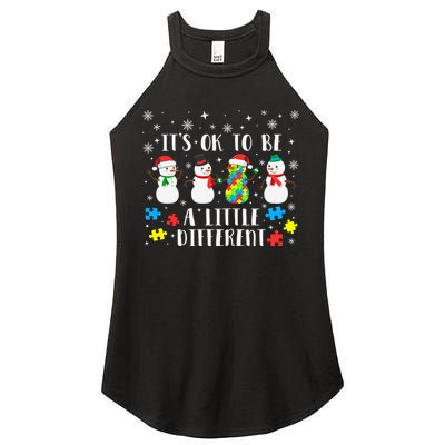 Motivational It's Ok To Be Different Autism Awareness, Christmas Autism Puzzles Women's Perfect Tri Rocker Tank