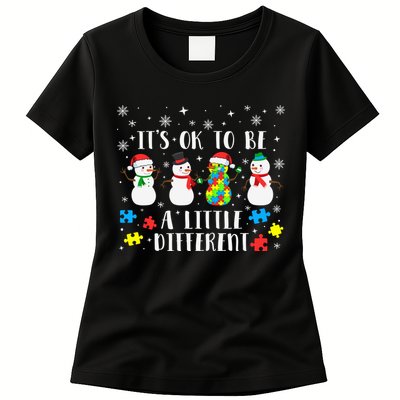 Motivational It's Ok To Be Different Autism Awareness, Christmas Autism Puzzles Womens T-Shirt