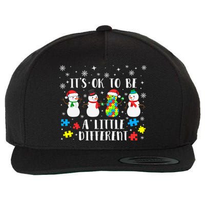 Motivational It's Ok To Be Different Autism Awareness, Christmas Autism Puzzles Wool Snapback Cap