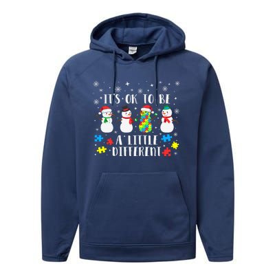 Motivational It's Ok To Be Different Autism Awareness, Christmas Autism Puzzles Performance Fleece Hoodie