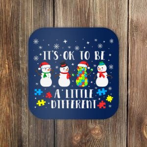 Motivational It's Ok To Be Different Autism Awareness, Christmas Autism Puzzles Coaster