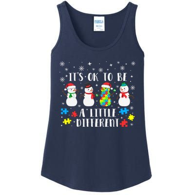 Motivational It's Ok To Be Different Autism Awareness, Christmas Autism Puzzles Ladies Essential Tank