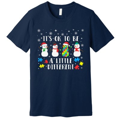 Motivational It's Ok To Be Different Autism Awareness, Christmas Autism Puzzles Premium T-Shirt