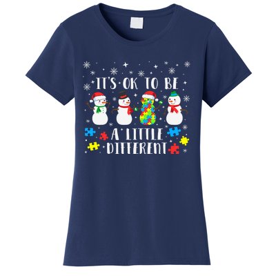 Motivational It's Ok To Be Different Autism Awareness, Christmas Autism Puzzles Women's T-Shirt