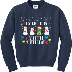 Motivational It's Ok To Be Different Autism Awareness, Christmas Autism Puzzles Kids Sweatshirt