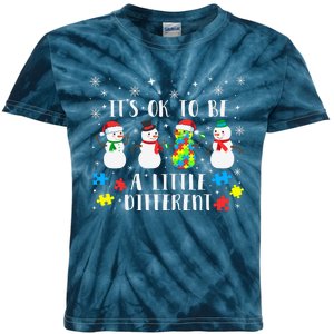 Motivational It's Ok To Be Different Autism Awareness, Christmas Autism Puzzles Kids Tie-Dye T-Shirt