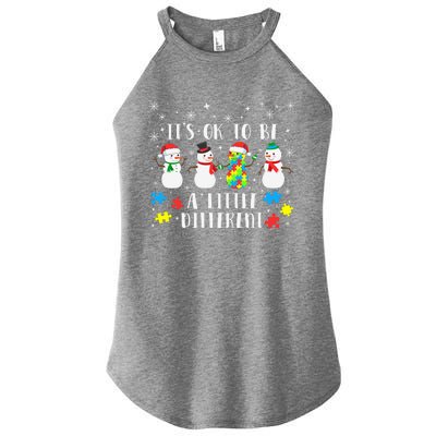 Motivational It's Ok To Be Different Autism Awareness, Christmas Autism Puzzles Women's Perfect Tri Rocker Tank