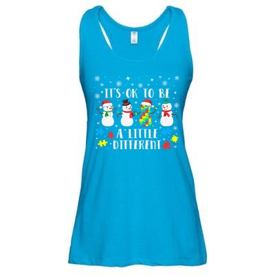 Motivational It's Ok To Be Different Autism Awareness, Christmas Autism Puzzles Ladies Essential Flowy Tank