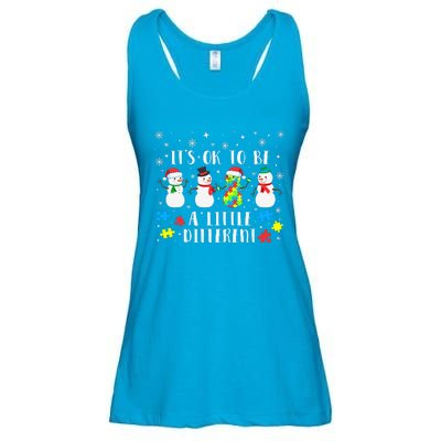 Motivational It's Ok To Be Different Autism Awareness, Christmas Autism Puzzles Ladies Essential Flowy Tank