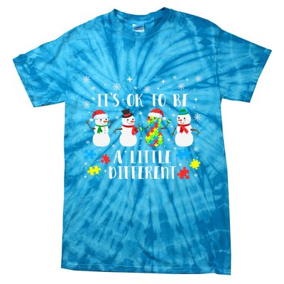 Motivational It's Ok To Be Different Autism Awareness, Christmas Autism Puzzles Tie-Dye T-Shirt