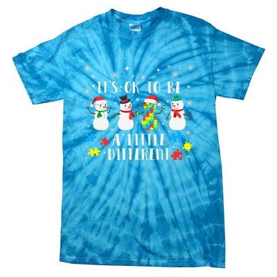 Motivational It's Ok To Be Different Autism Awareness, Christmas Autism Puzzles Tie-Dye T-Shirt