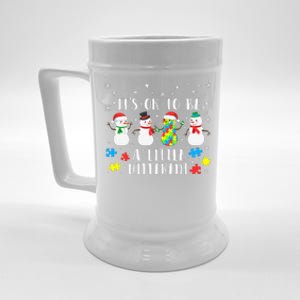 Motivational It's Ok To Be Different Autism Awareness, Christmas Autism Puzzles Beer Stein