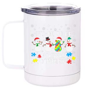 Motivational It's Ok To Be Different Autism Awareness, Christmas Autism Puzzles 12 oz Stainless Steel Tumbler Cup