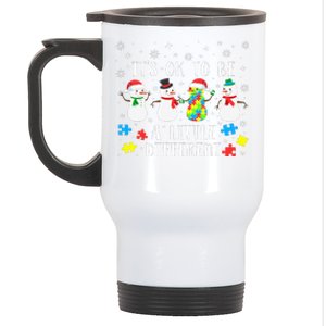 Motivational It's Ok To Be Different Autism Awareness, Christmas Autism Puzzles Stainless Steel Travel Mug