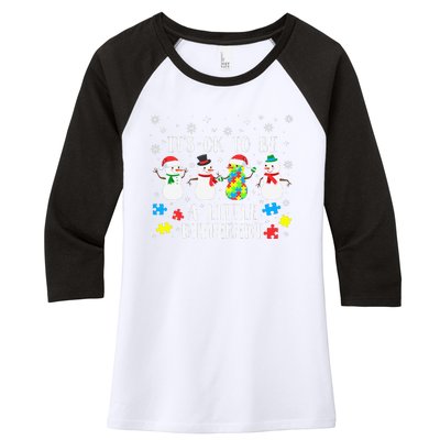 Motivational It's Ok To Be Different Autism Awareness, Christmas Autism Puzzles Women's Tri-Blend 3/4-Sleeve Raglan Shirt