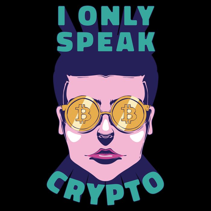 Male I Only Speak Crypto Drawstring Bag