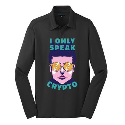 Male I Only Speak Crypto Silk Touch Performance Long Sleeve Polo