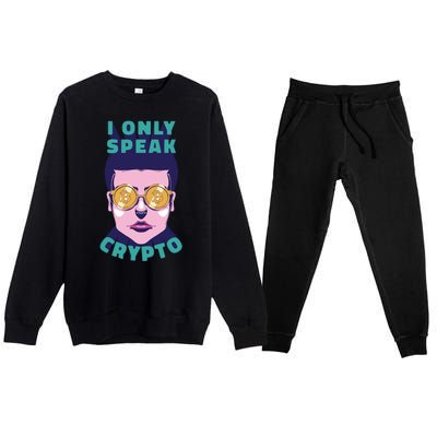 Male I Only Speak Crypto Premium Crewneck Sweatsuit Set